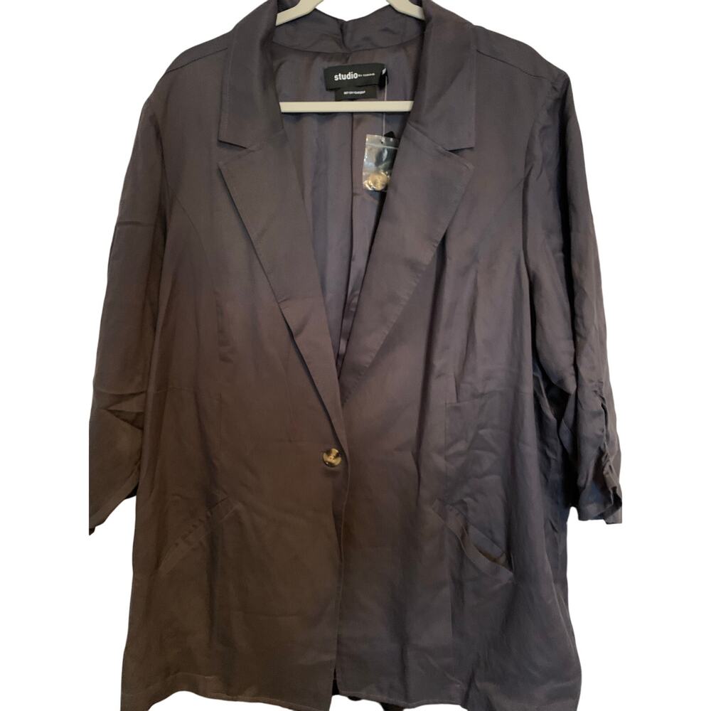 Torrid Studio linen blazer 3/4 sleeve NEW gray